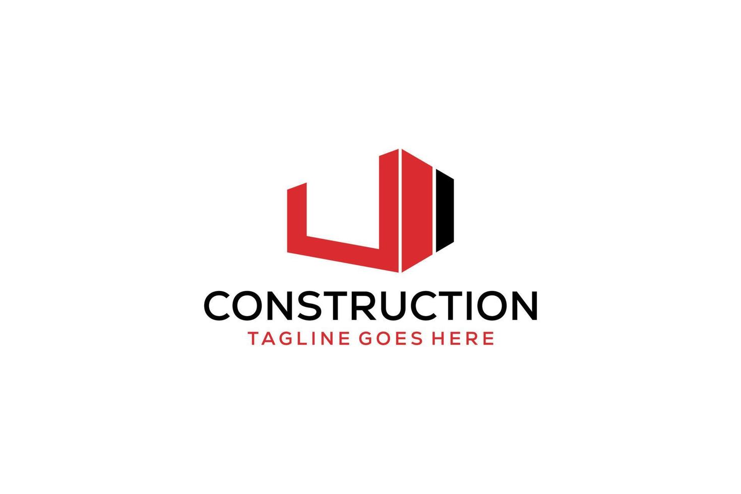 letra u para logotipo de remodelação imobiliária. elemento de modelo de design de logotipo de construção de arquitetura de construção. vetor