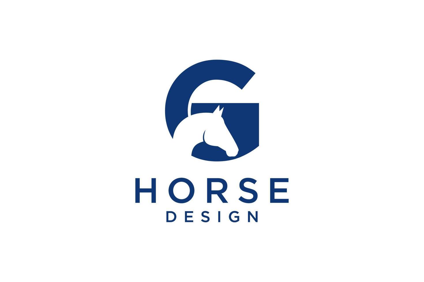 o design do logotipo com a letra inicial g é combinado com um símbolo de cabeça de cavalo moderno e profissional vetor