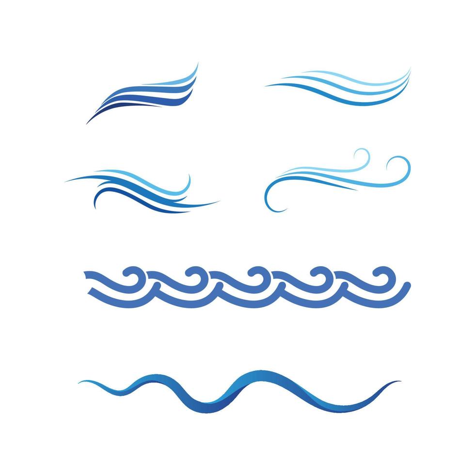 conjunto de vetores de modelo de logotipo de onda e gota d'água