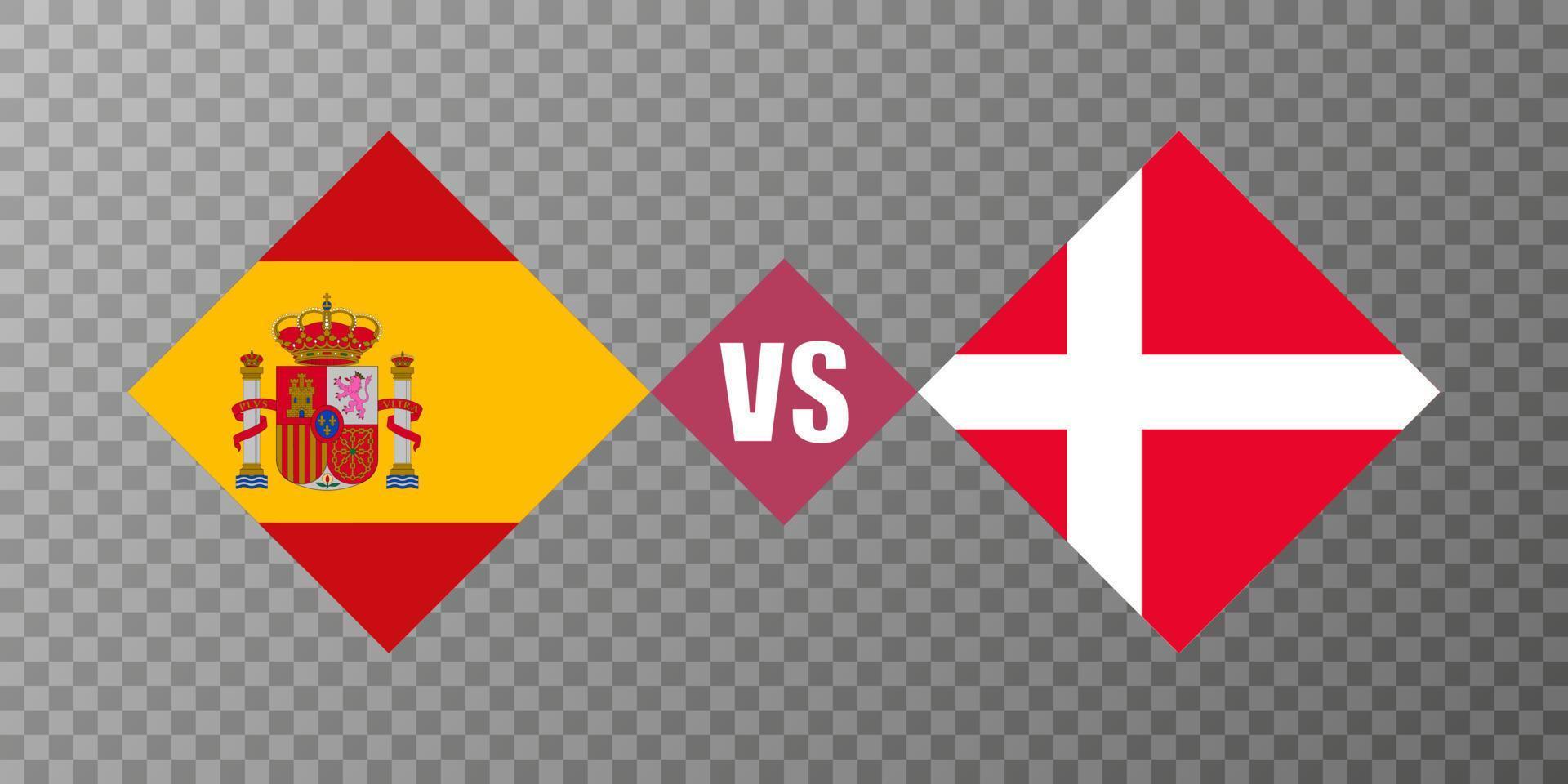 conceito de bandeira espanha vs dinamarca. ilustração vetorial. vetor