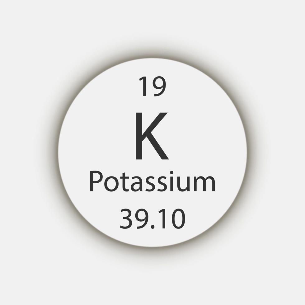 símbolo de potássio. elemento químico da tabela periódica. ilustração vetorial. vetor
