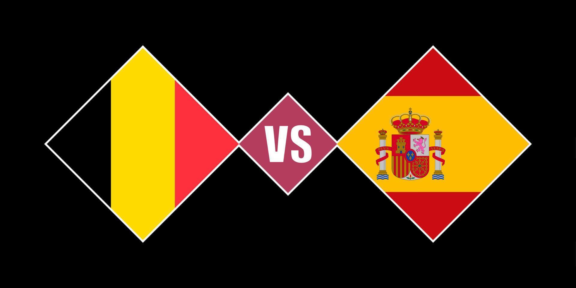 Bélgica vs Espanha conceito de bandeira. ilustração vetorial. vetor