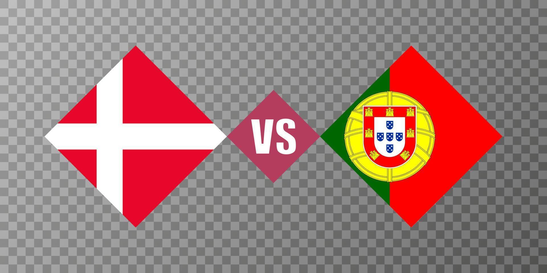 conceito de bandeira dinamarca vs portugal. ilustração vetorial. vetor