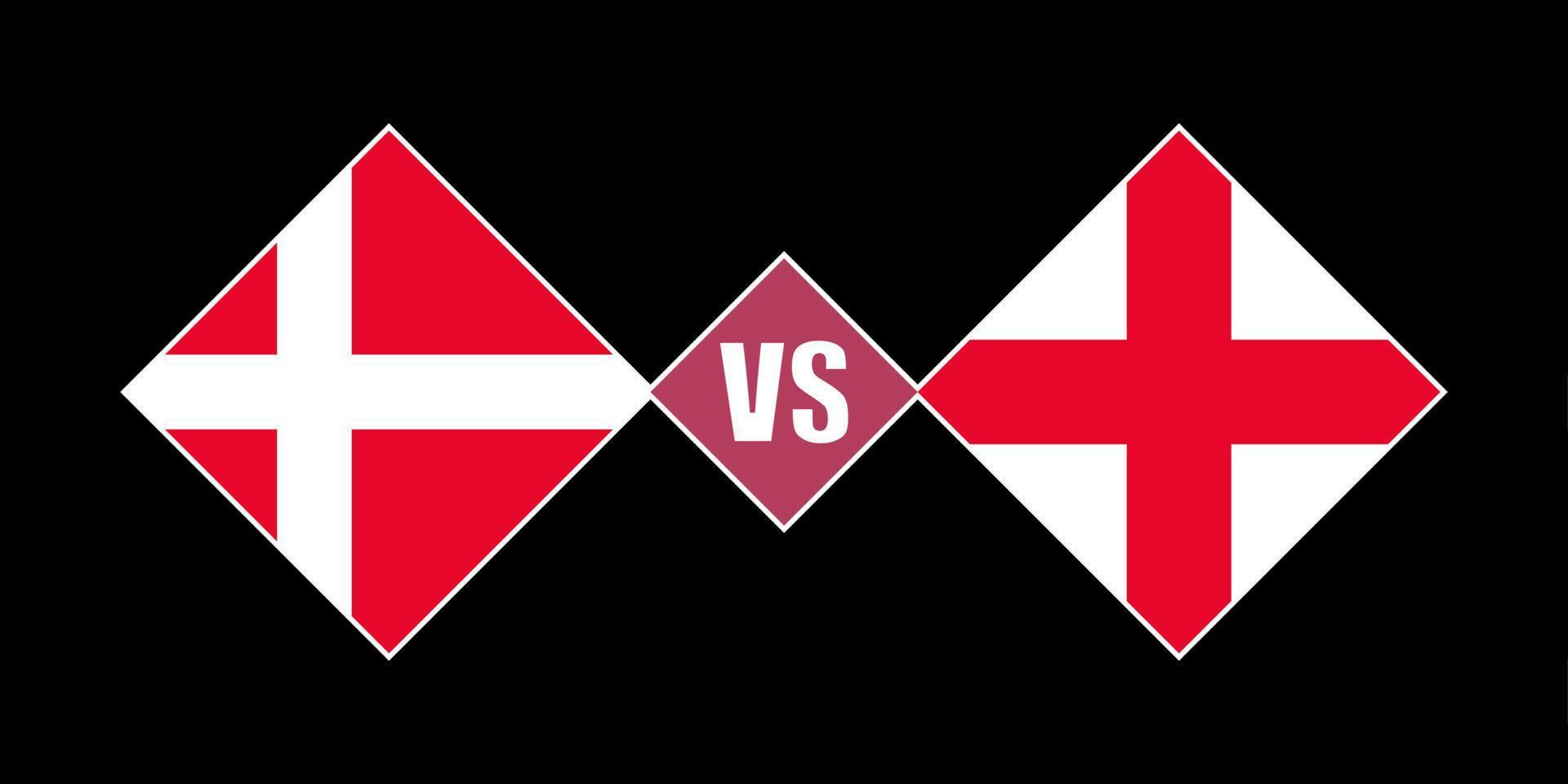 Dinamarca vs conceito de bandeira da Inglaterra. ilustração vetorial. vetor