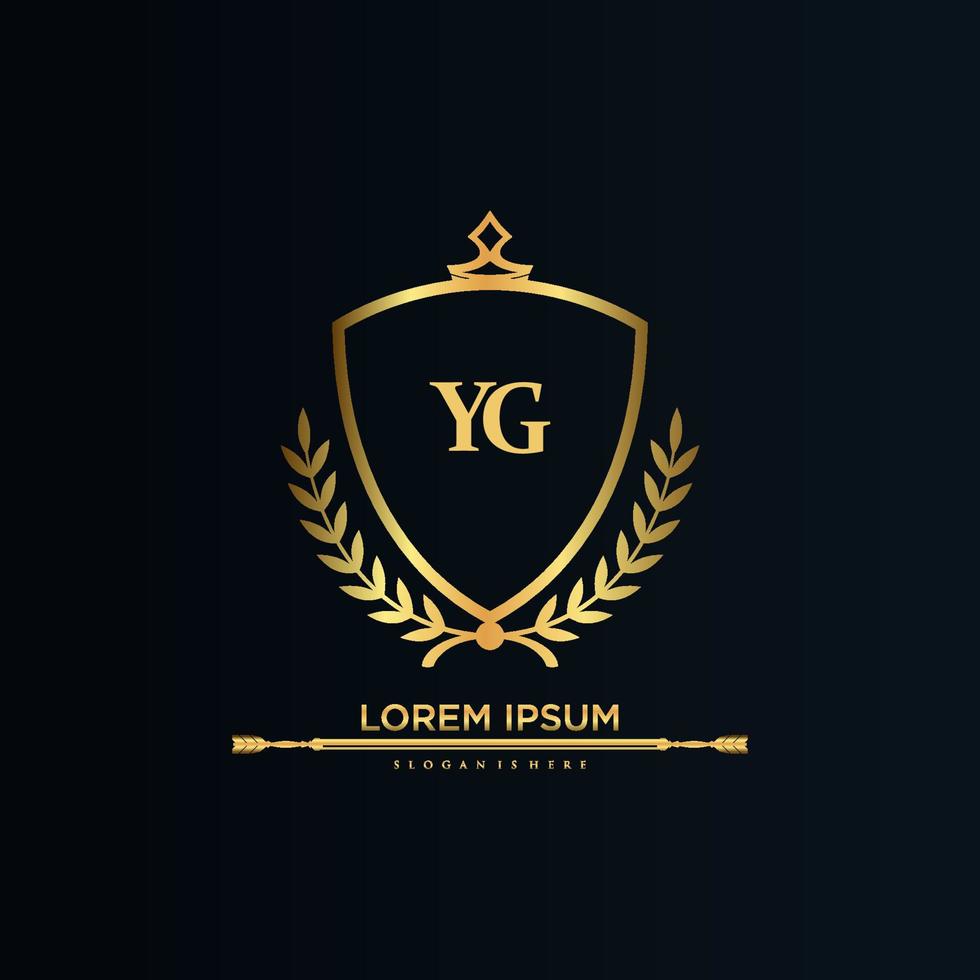 yg letra inicial com royal template.elegant com coroa logo vector, ilustração em vetor logotipo letras criativas.