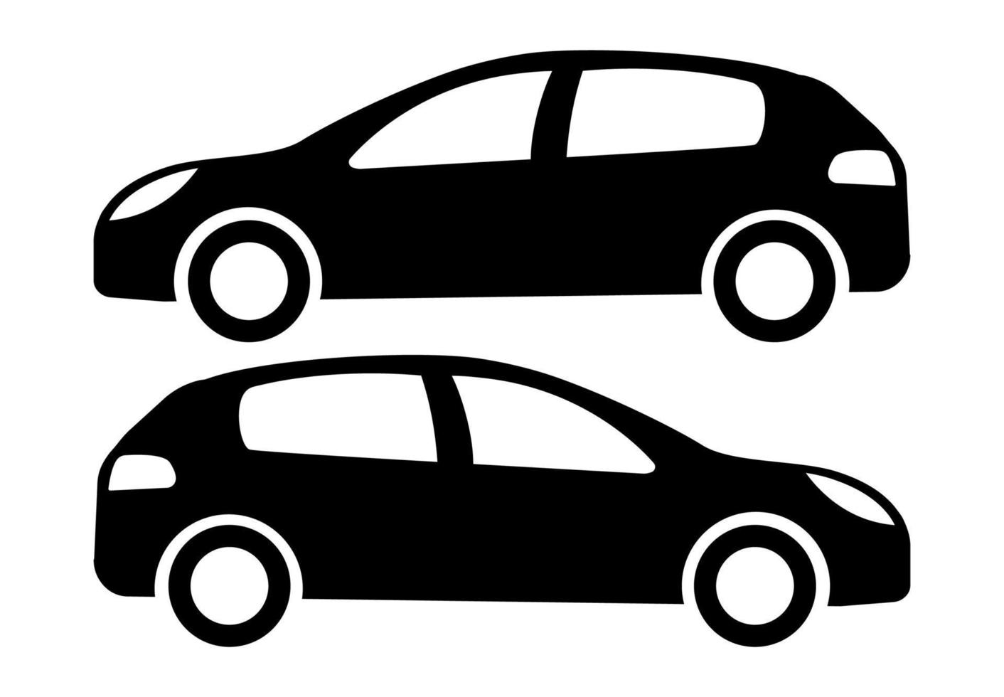 duas silhuetas de carro preto sobre um fundo branco. ilustração vetorial. vetor