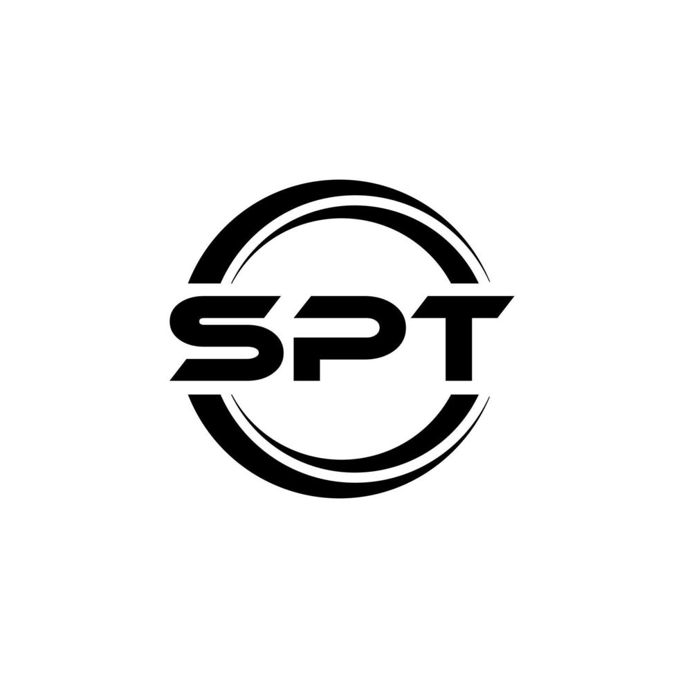 design de logotipo de carta spt na ilustração. logotipo vetorial, desenhos de caligrafia para logotipo, pôster, convite, etc. vetor