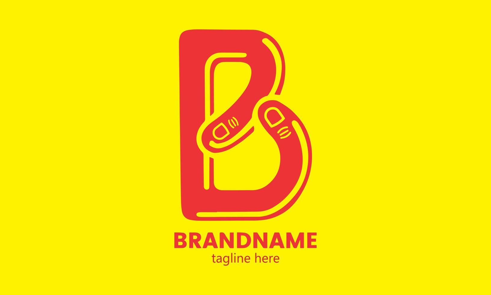 ilustração b ícone de letra com sinal de dedo. design de ícone de vetor de modelo de logotipo de letra b. logotipo inicial b.