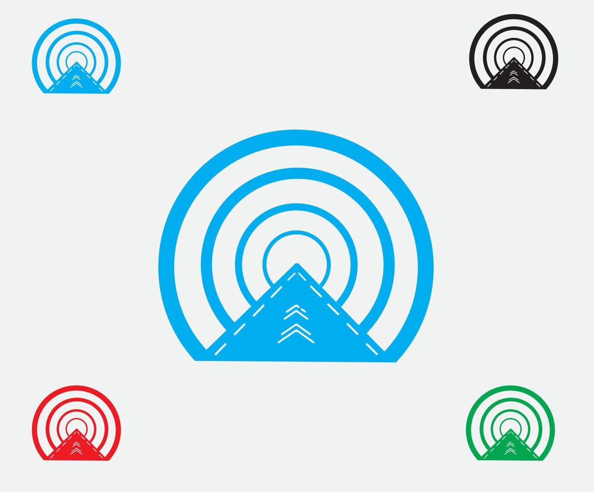 túnel, estrada para ilustração vetorial infinito. logotipo de evento minimalista e elegante. viaje por um caminho de asfalto de curva de pista indo para longe. direção da rota e sinais de navegação para o mapa. vetor