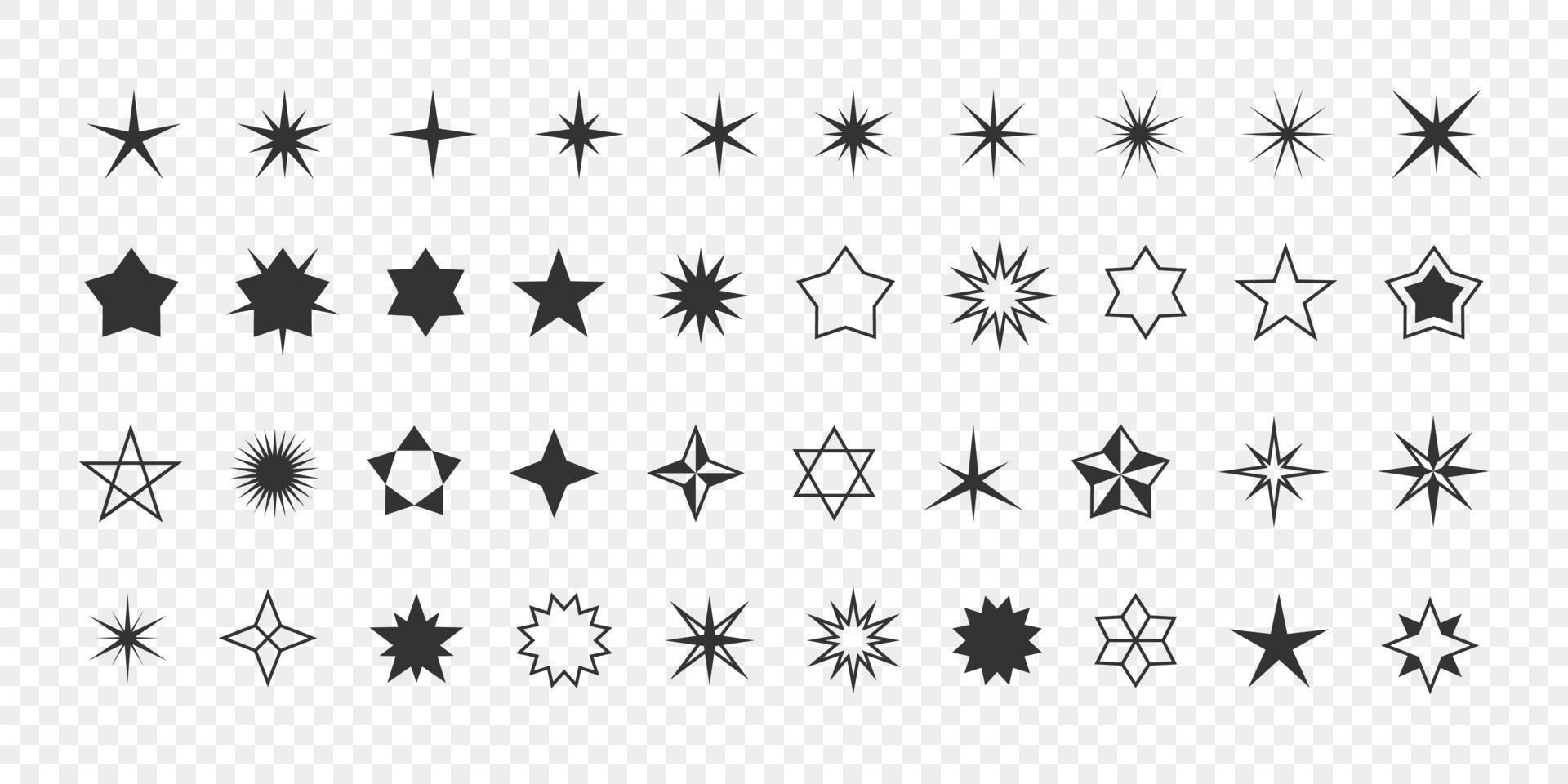 ícones de estrelas. coleção de estrelas. estrelas simples modernas. estrelas do conceito. ilustração vetorial vetor