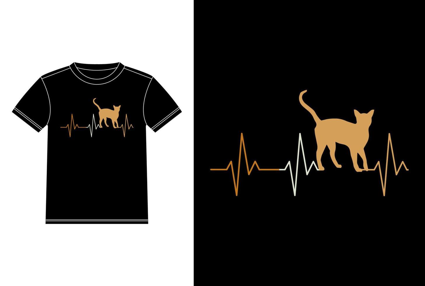 modelo de design de camiseta de linha de pulsação de gato abissínio, abissínio a bordo, adesivo de janela de carro vetor