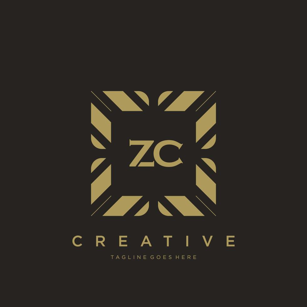 vetor de modelo de logotipo de monograma de ornamento de luxo de letra inicial zc