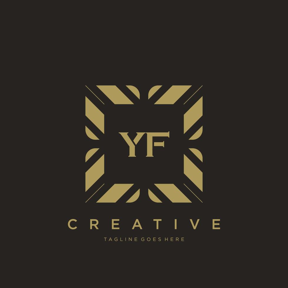 vetor de modelo de logotipo de monograma de ornamento de luxo de letra inicial yf