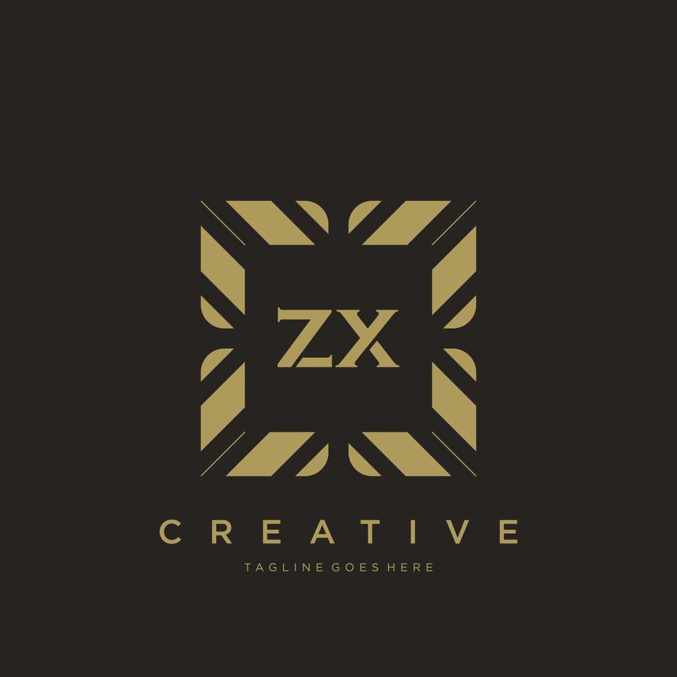vetor de modelo de logotipo de monograma de ornamento de luxo de letra inicial zx