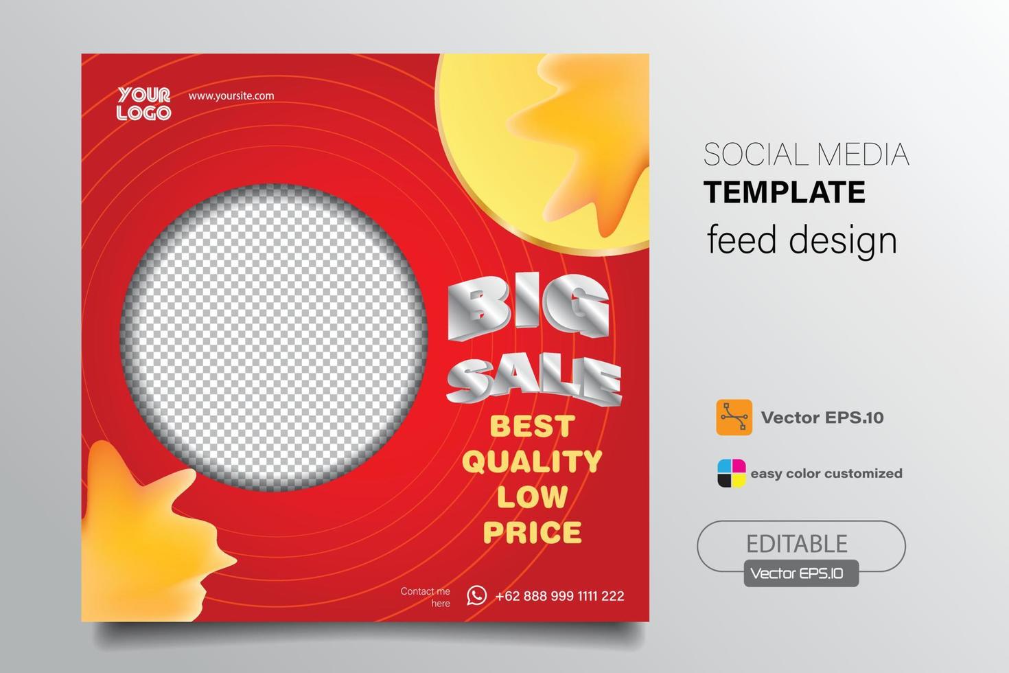 design de feed de modelo de mídia social para ilustração vetorial de promoção de produtos vetor