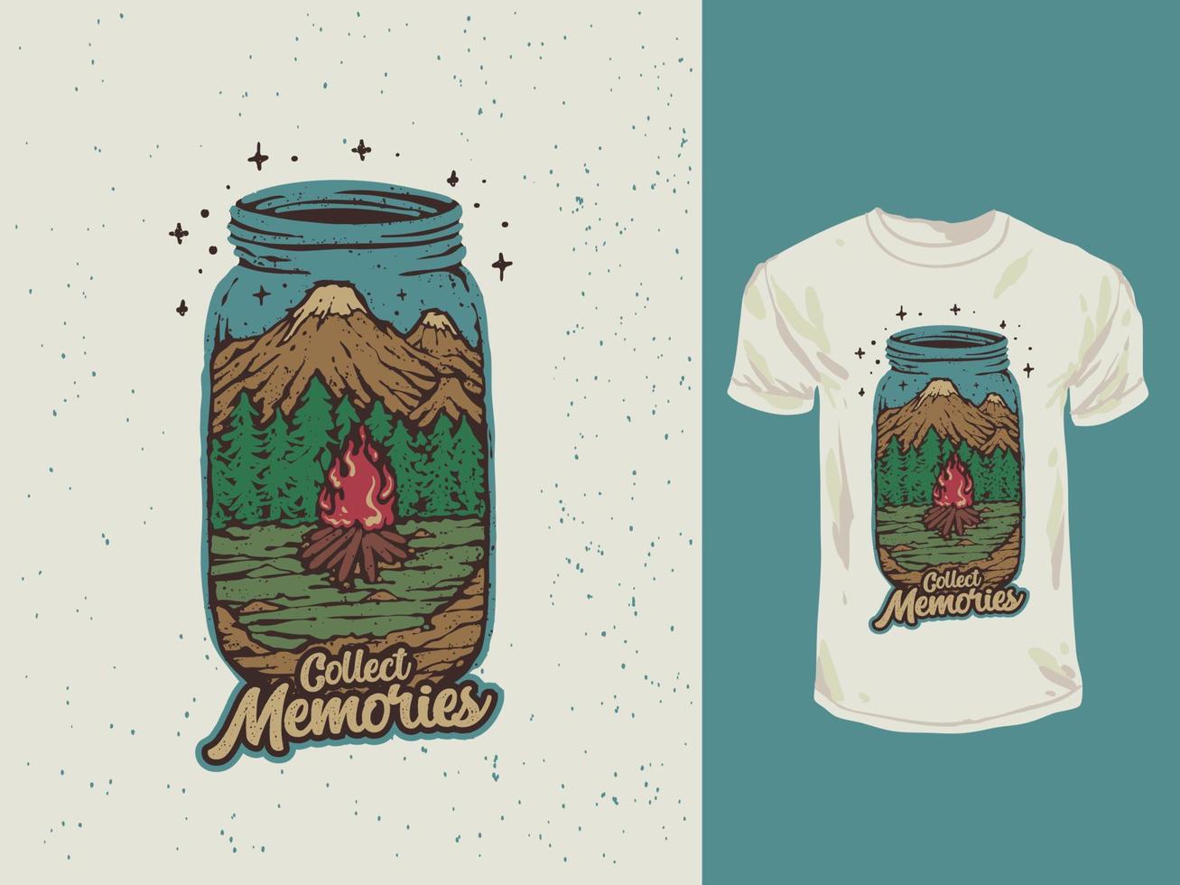 o frasco de design de camiseta vintage de memória de acampamento vetor