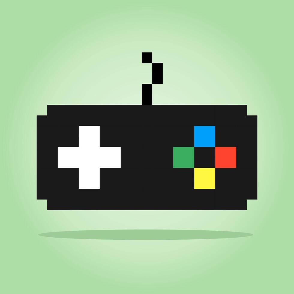 pixel gamepad de 8 bits. ícone de joystick para ativos de jogo em ilustração vetorial. vetor