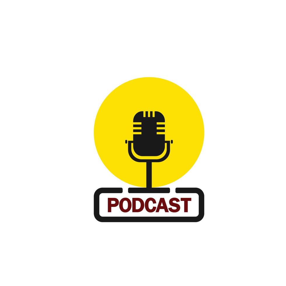 design de ilustração vetorial de logotipo de ícone de podcast de microfone vetor