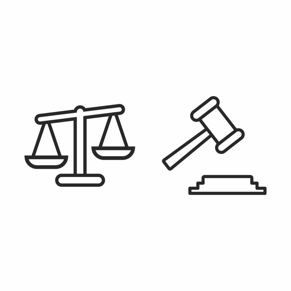 escalas e design de vetor de ícone de martelo de juiz