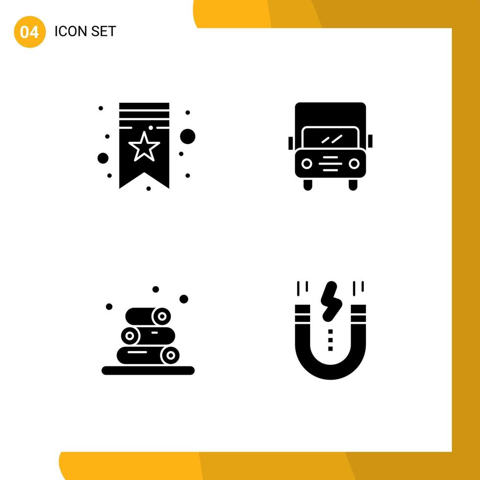 4 interface do usuário pacote de glifos sólidos de sinais e símbolos modernos de marcadores de bem-estar auto van design elementos de design de vetores editáveis