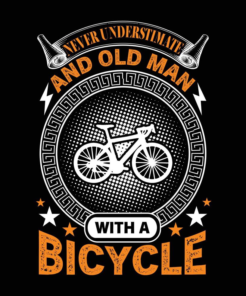 nunca subestime um velho com um design de camiseta de bicicleta.eps vetor