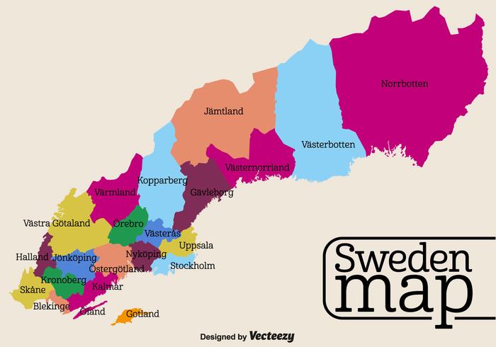 Mapa detalhado cheio de vetores da Suécia