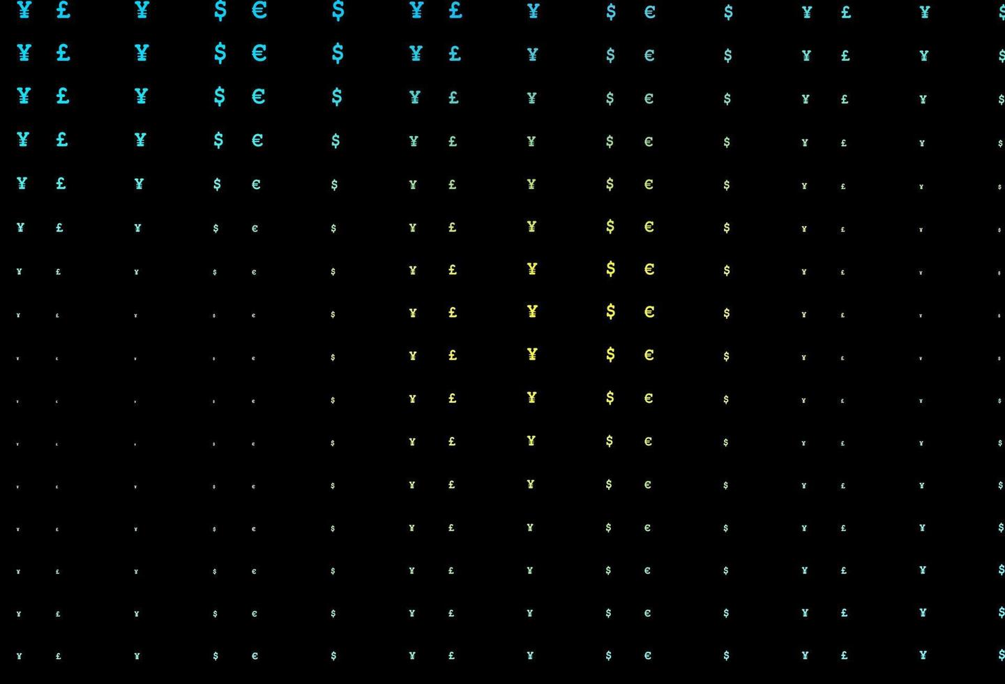 tampa do vetor azul escuro e amarelo com eur, usd, gbp, jpy.