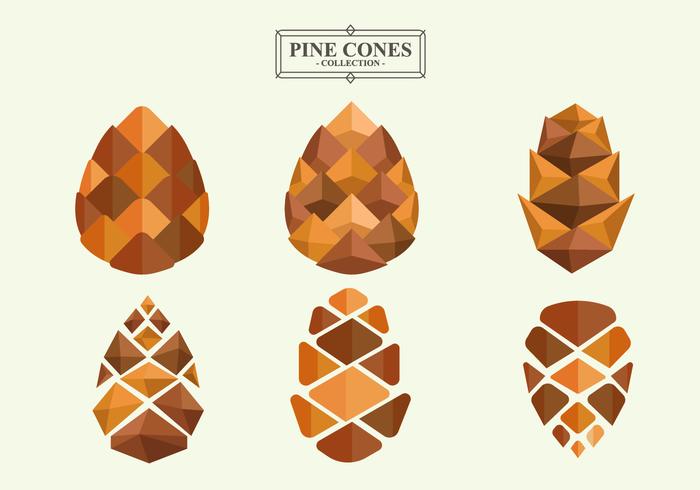 Cone de pinho Vector coleção plana