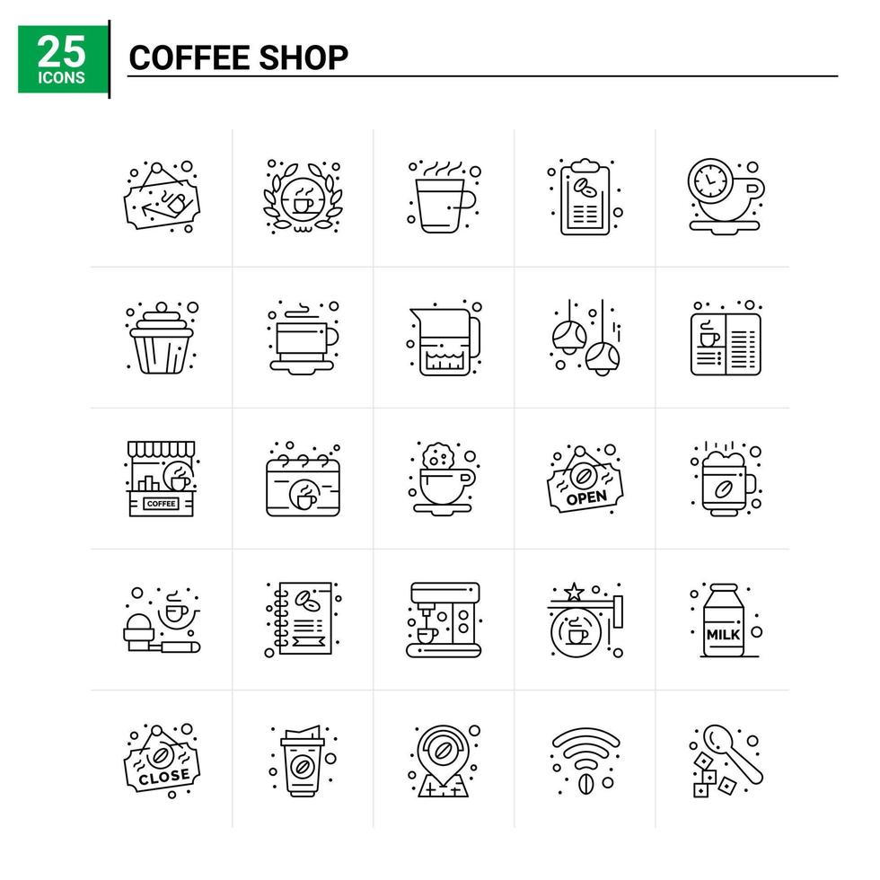 25 conjunto de ícones de café fundo vector