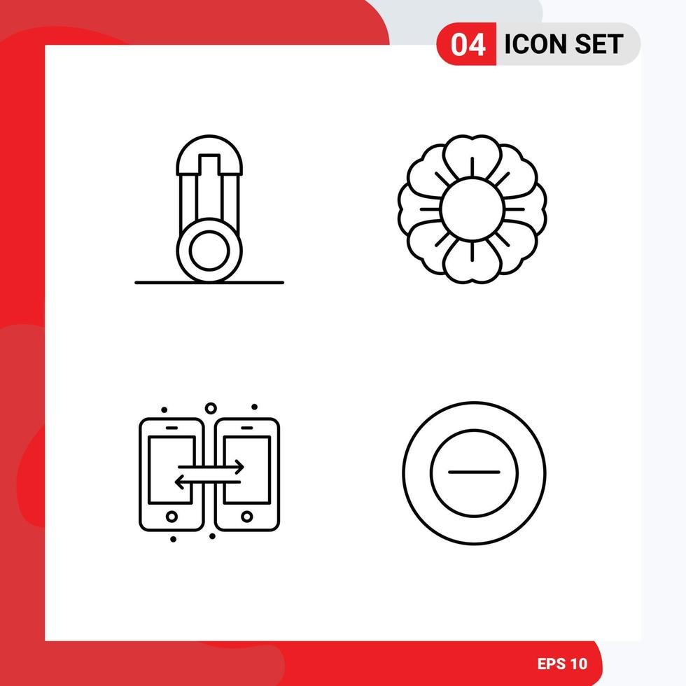 conjunto moderno de pictograma de 4 cores planas de linha preenchida de verão de segurança de compartilhamento de bebê sem elementos de design vetorial editáveis vetor