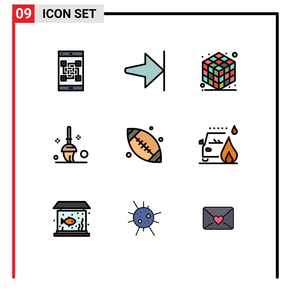 grupo de símbolos de ícone universal de 9 cores planas de linhas preenchidas modernas do canadá cubo de bola canadá limpando elementos de design de vetores editáveis