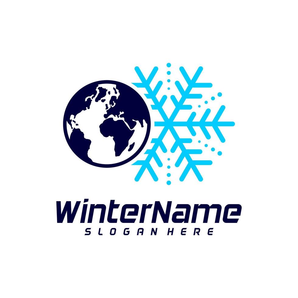 modelo de logotipo do mundo de inverno, vetor de design de logotipo de inverno