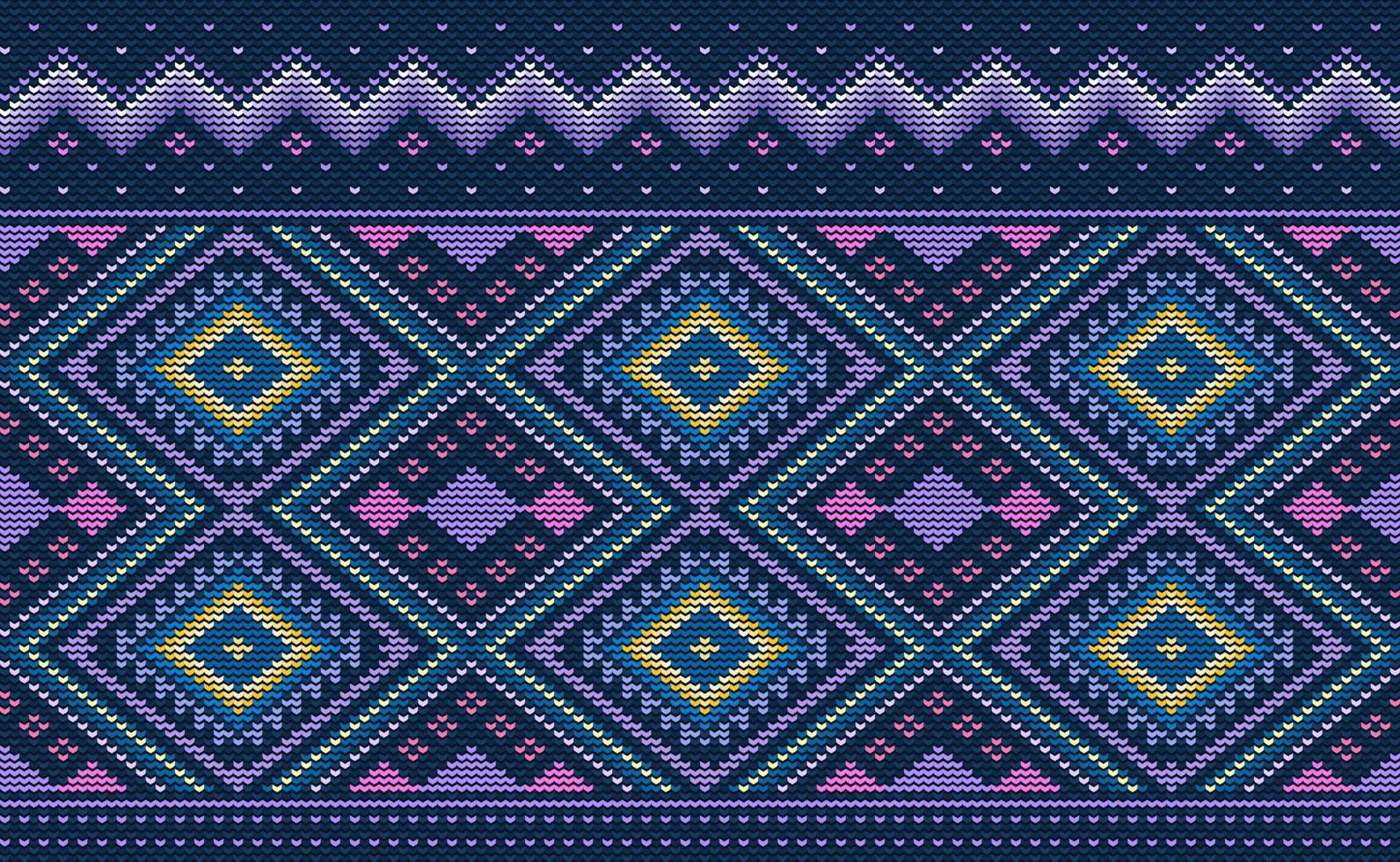 padrão de crochê, fundo quadrado de ponto cruz vetorial, estilo antigo tradicional étnico de malha vetor