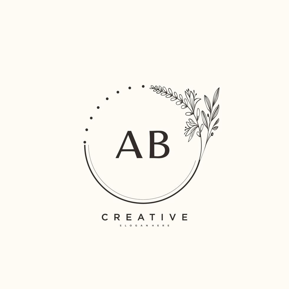 arte de logotipo inicial de vetor de beleza ab, logotipo de caligrafia de assinatura inicial, casamento, moda, joalheria, boutique, floral e botânico com modelo criativo para qualquer empresa ou negócio.