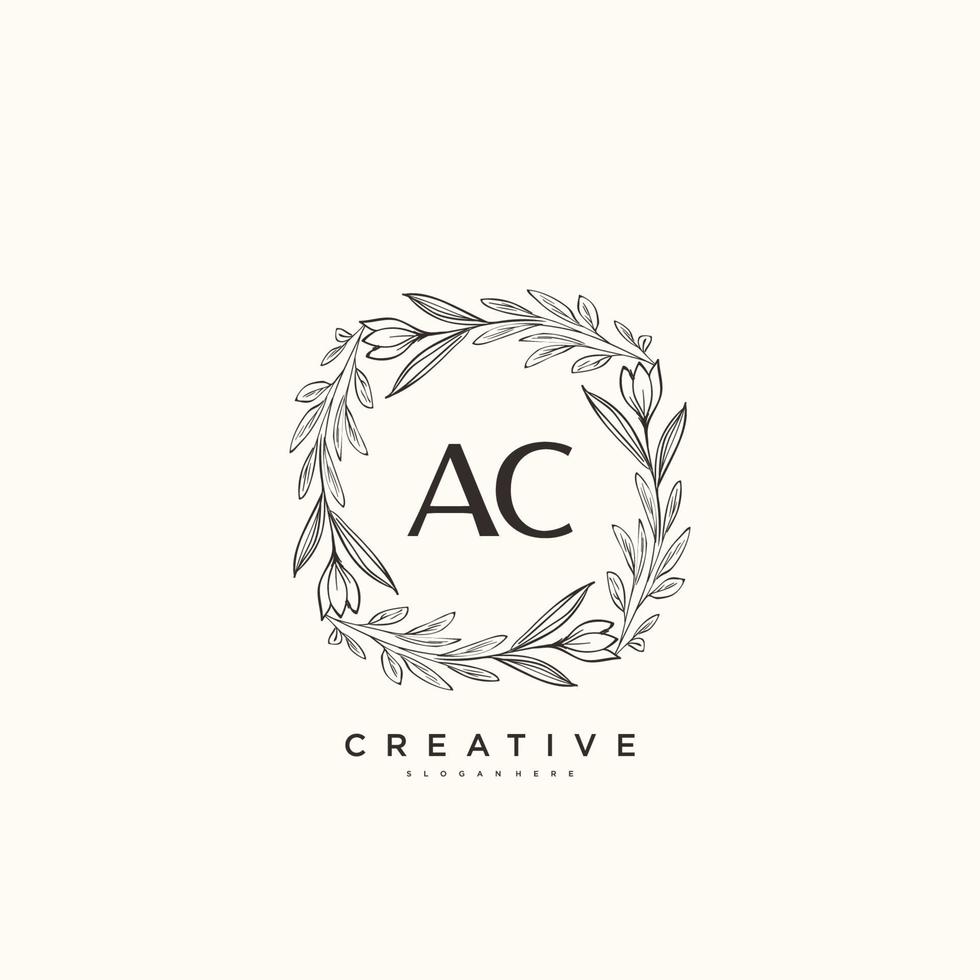 arte do logotipo inicial do vetor de beleza ac, logotipo de caligrafia da assinatura inicial, casamento, moda, joalheria, boutique, floral e botânico com modelo criativo para qualquer empresa ou negócio.