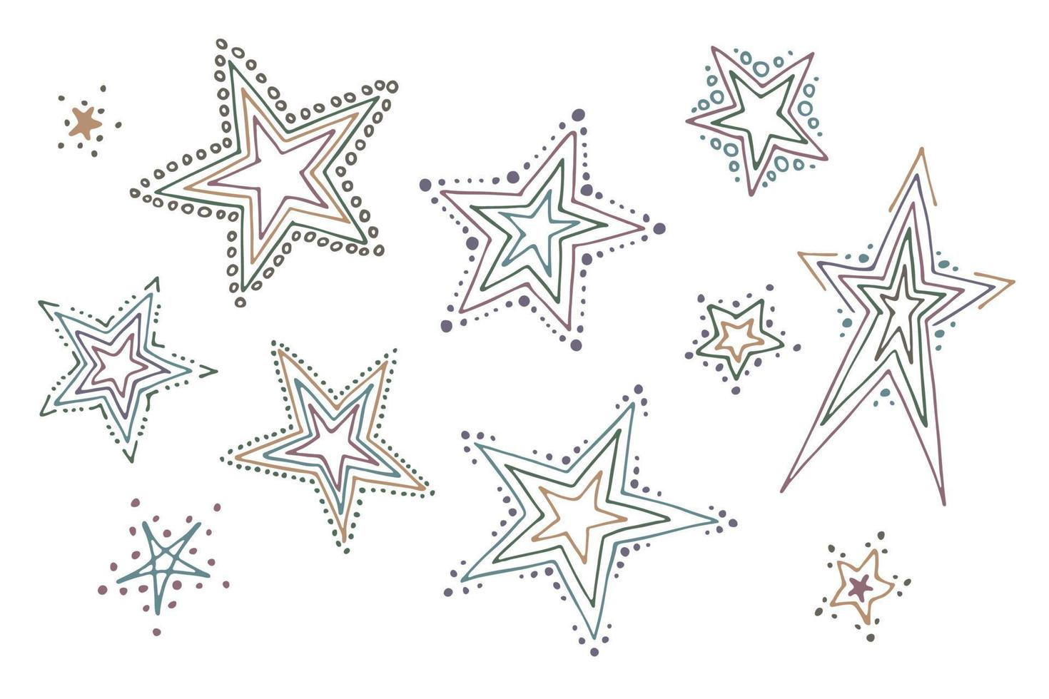 vector mão desenhada estrela clipart. doodle definido para impressão, web, cartão de felicitações, design, decoração
