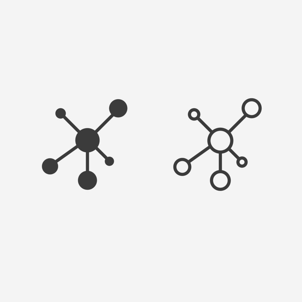 conexão, molecular, dna, hub, rede, sinal de símbolo de conjunto de vetor de ícone de molécula