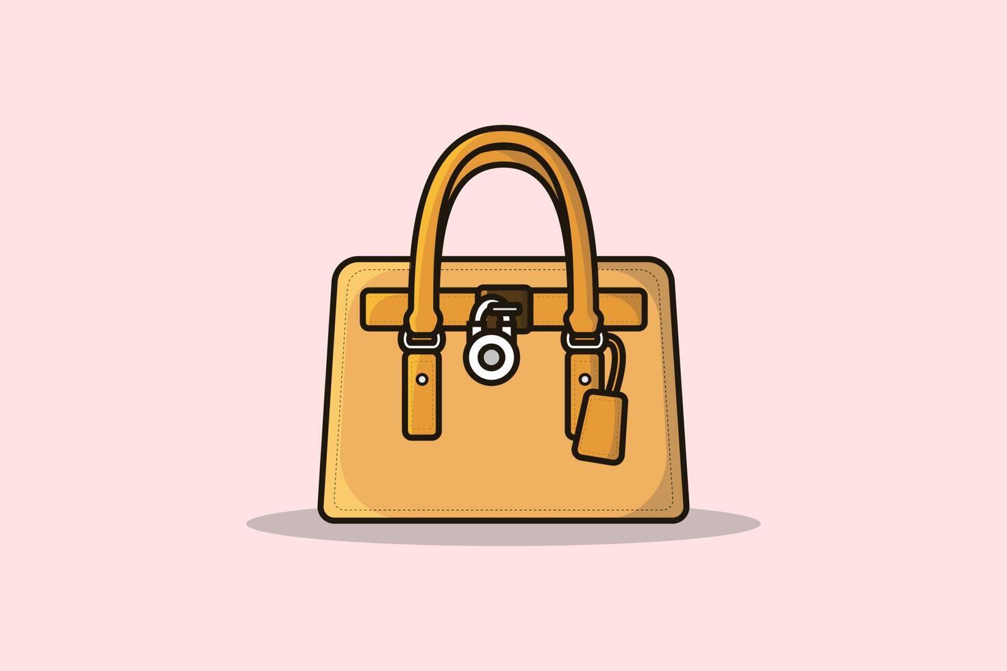 ilustração em vetor linda bolsa de mulher. conceito de ícone de objetos de beleza e moda. design de vetor de bolsa de couro elegante feminino em fundo rosa.