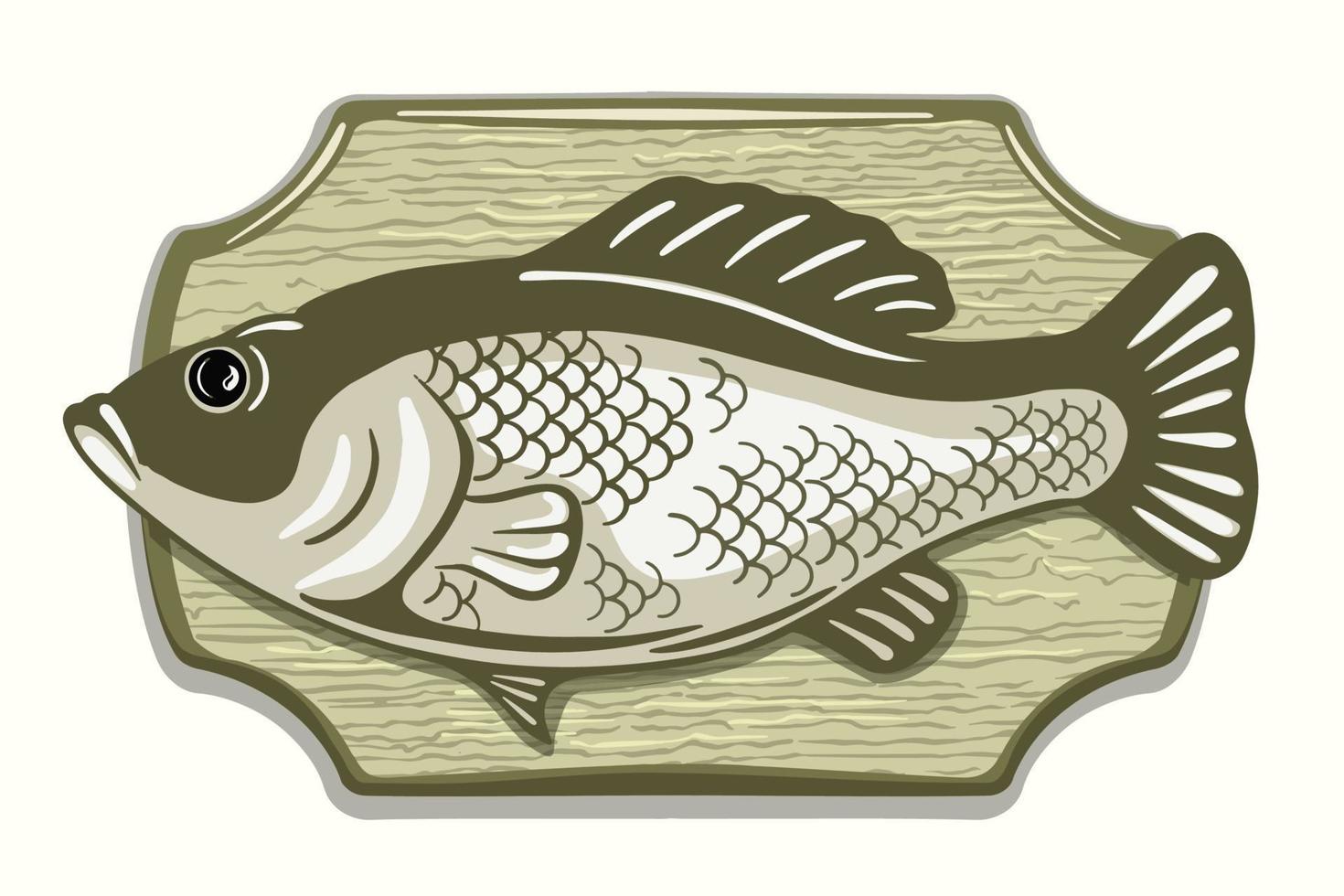 troféu de pesca recheado de peixe. decoração de interiores. estilo de esboço em cores. isolado no fundo branco. vetor. vetor