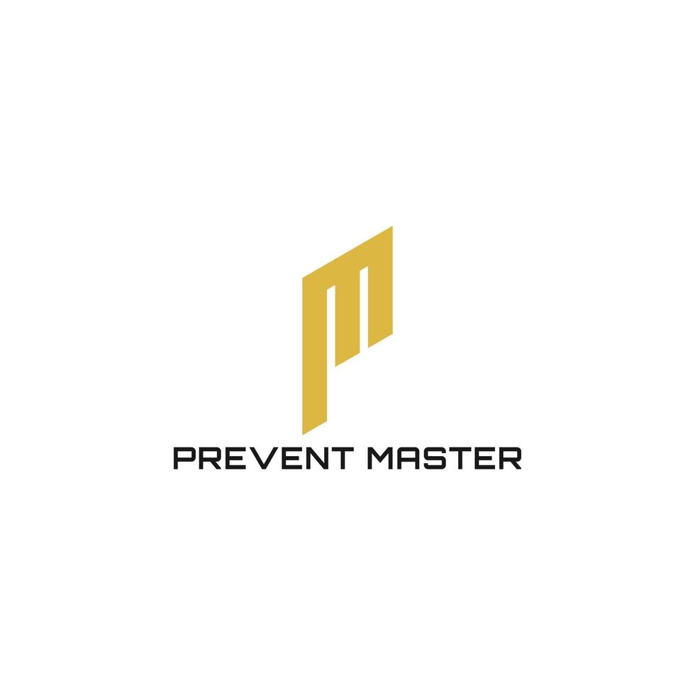 letra inicial abstrata pm ou logotipo mp na cor ouro isolado em fundo branco aplicado para logotipo de fisioterapia esportiva também adequado para marcas ou empresas com nome inicial mp ou pm. vetor