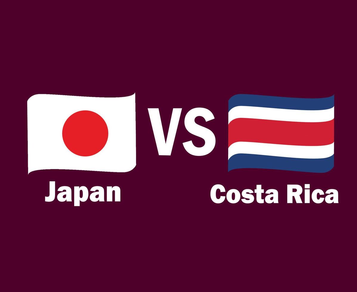 fita de bandeira do japão e da costa rica com design de símbolo de nomes vetor final de futebol da américa do norte e da ásia ilustração de times de futebol de países da américa do norte e da ásia