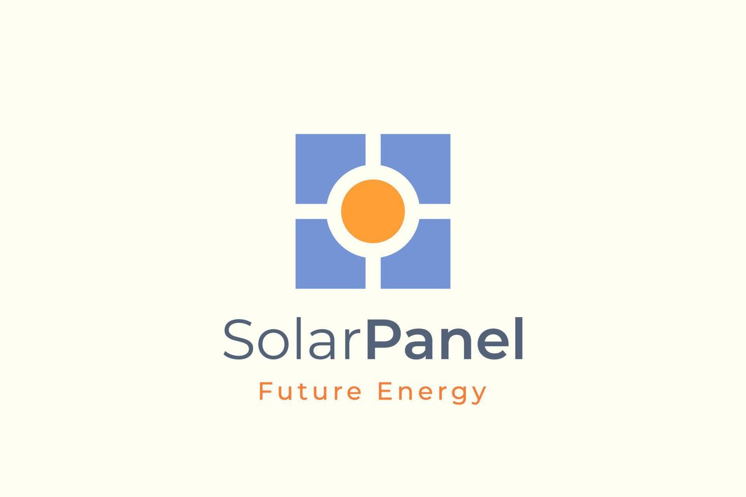 logotipo de energia do painel solar com forma simples e moderna para empresa de fabricação e instalação de eletricidade vetor