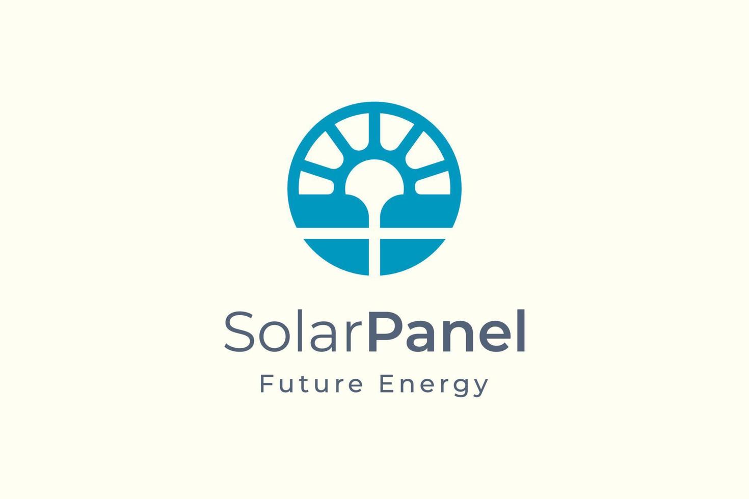 logotipo de energia do painel solar com forma simples e moderna para empresa de fabricação e instalação de eletricidade vetor