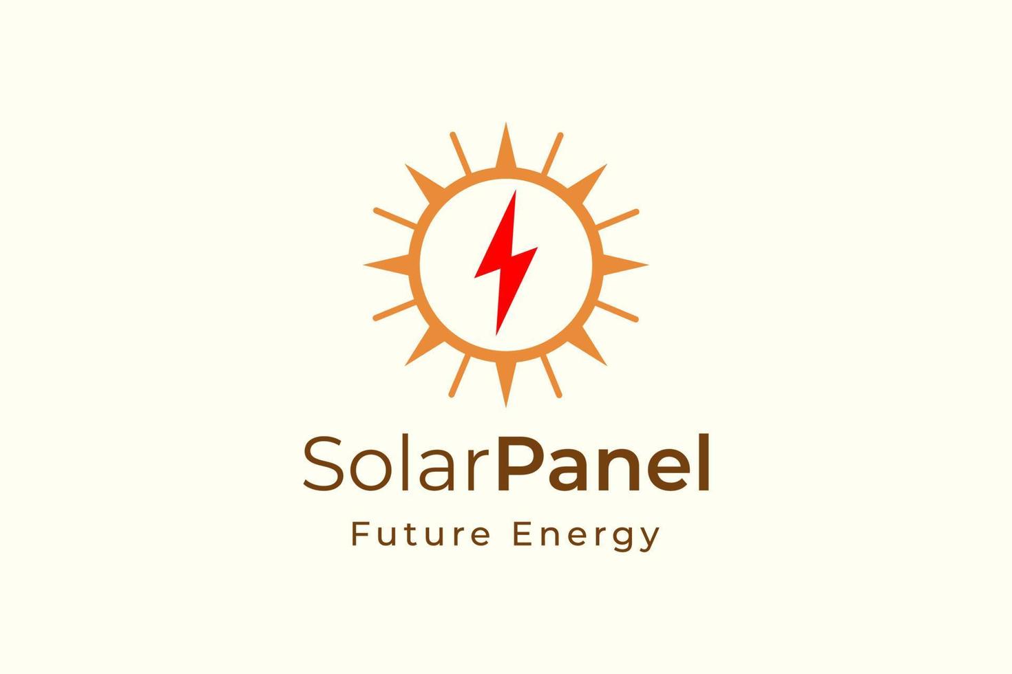 logotipo de energia do painel solar com forma simples e moderna para empresa de fabricação e instalação de eletricidade vetor