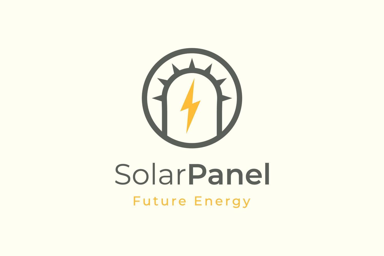 logotipo de energia do painel solar com forma simples e moderna para empresa de fabricação e instalação de eletricidade vetor