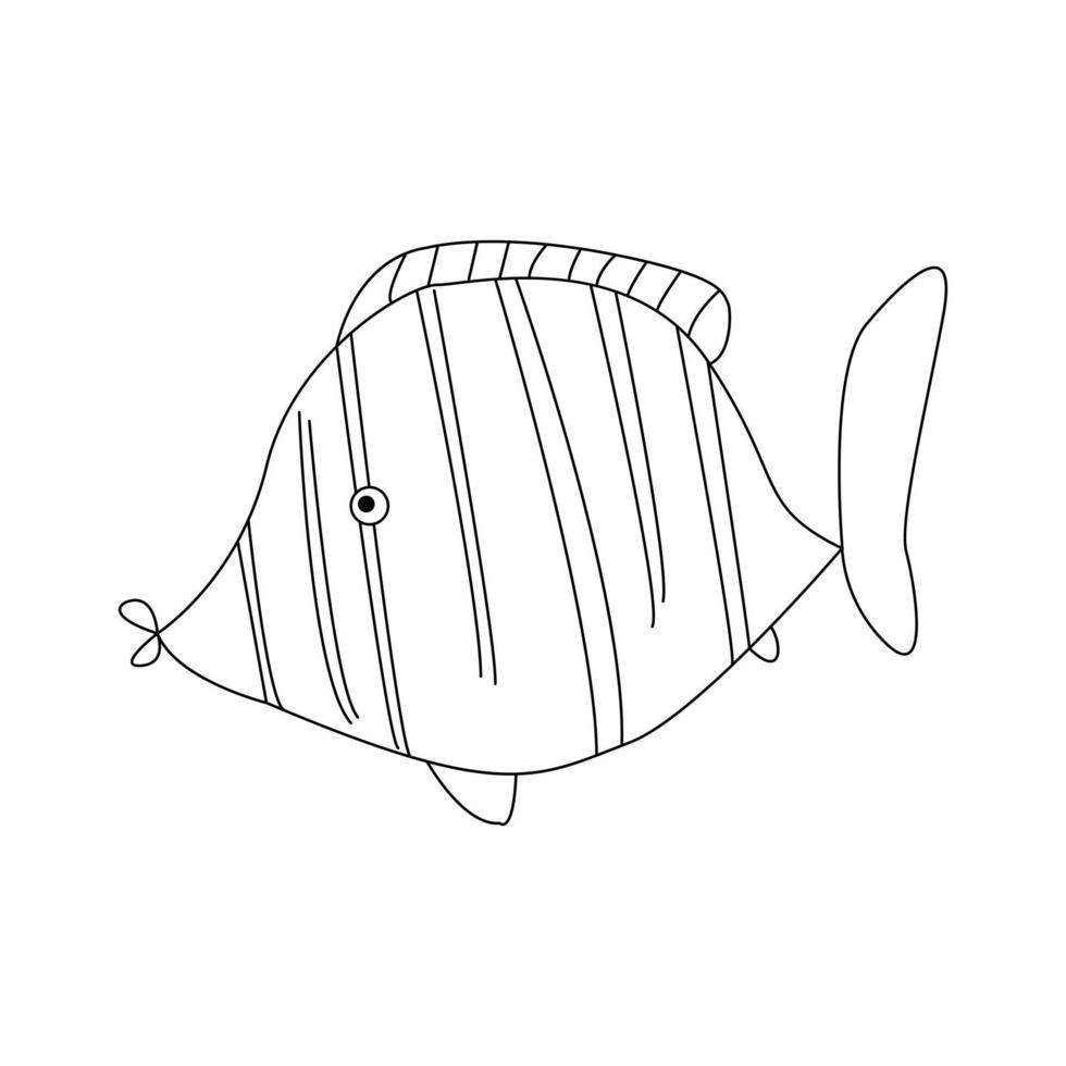 ilustração vetorial desenhada à mão de peixes isolados no fundo branco. vetor