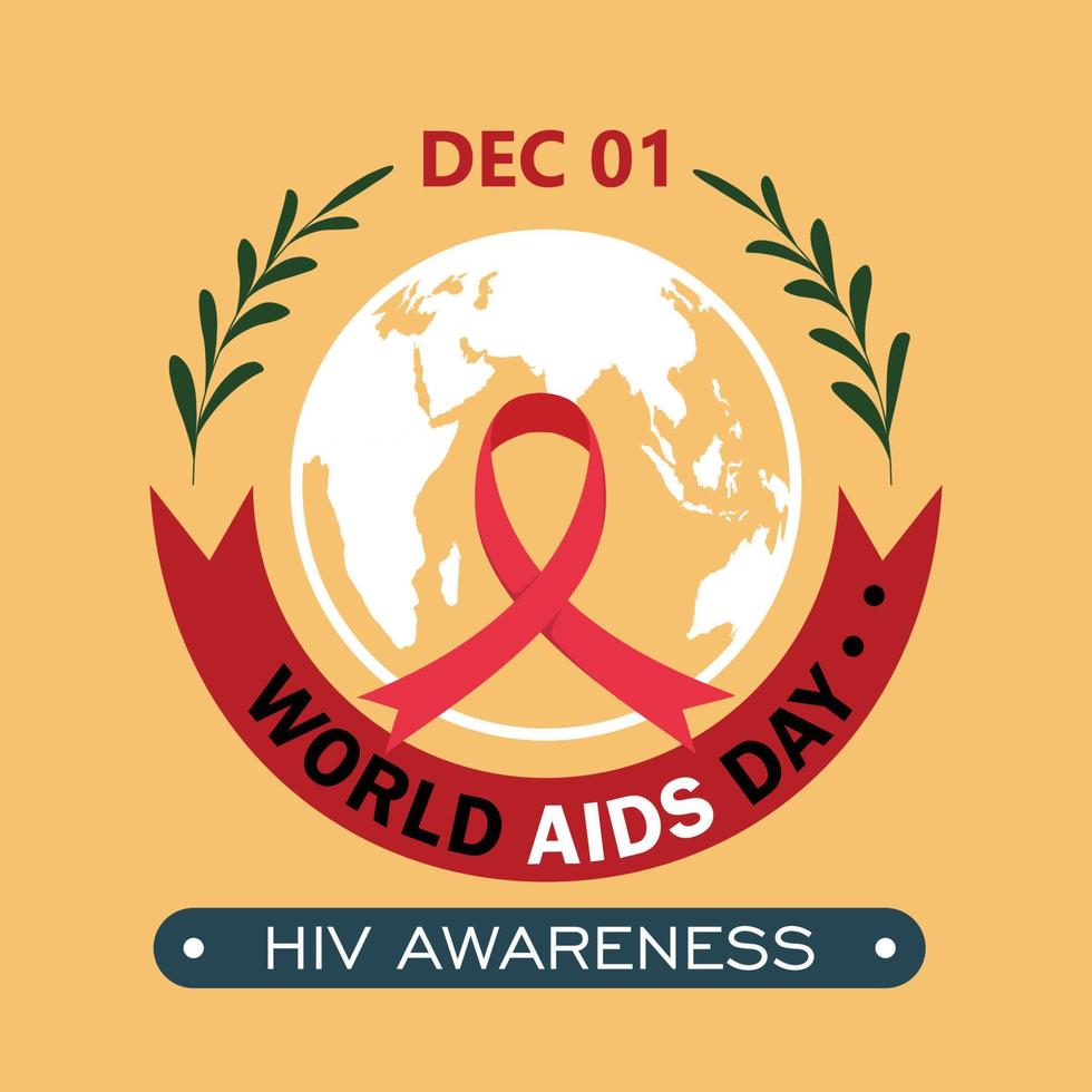 dia mundial da aids hiv, modelo de logotipo de pôster de conscientização de hiv em ilustração vetorial de fundo amarelo suave eps10 vetor