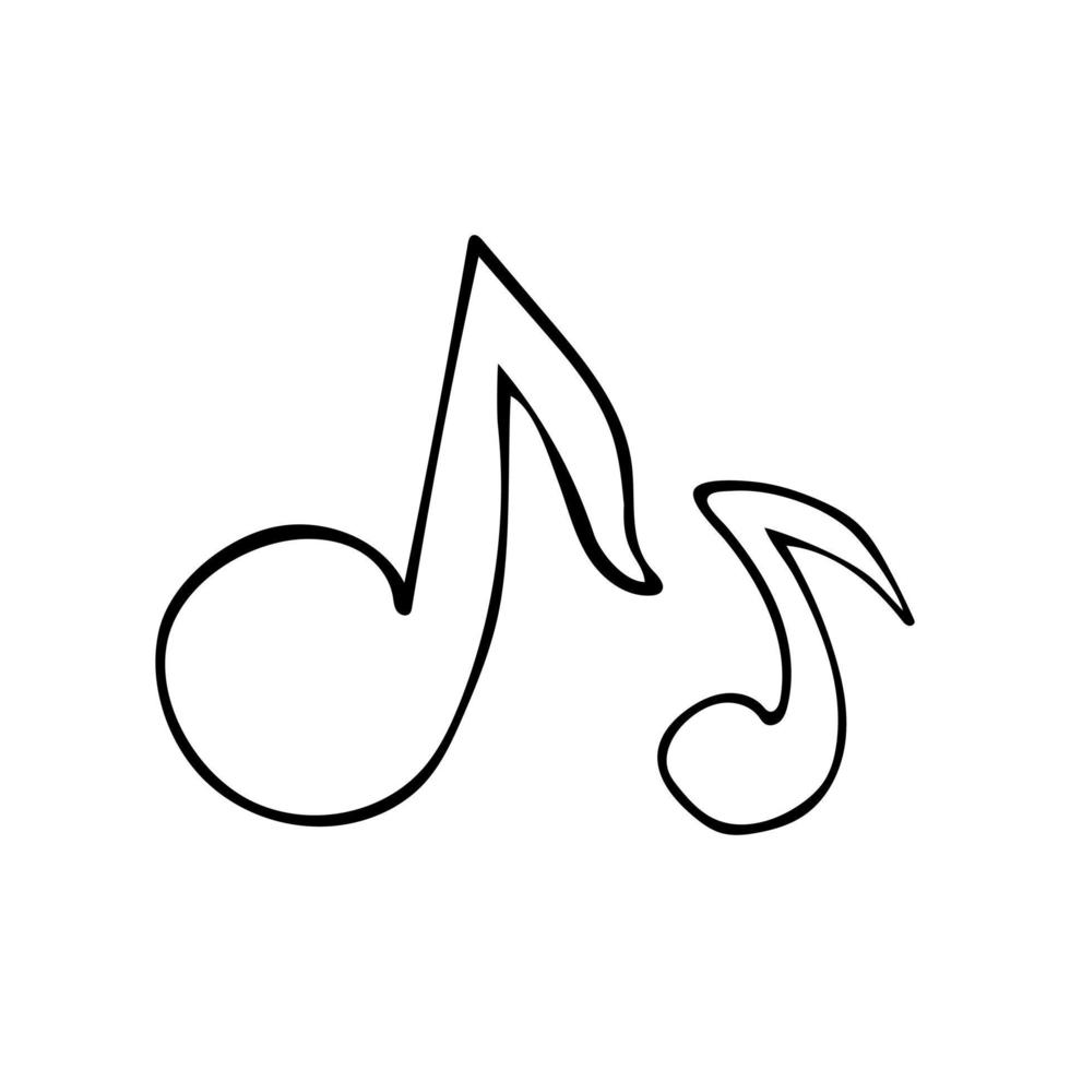símbolo musical desenhado à mão, notas musicais de doodle. isolado no fundo branco. vetor