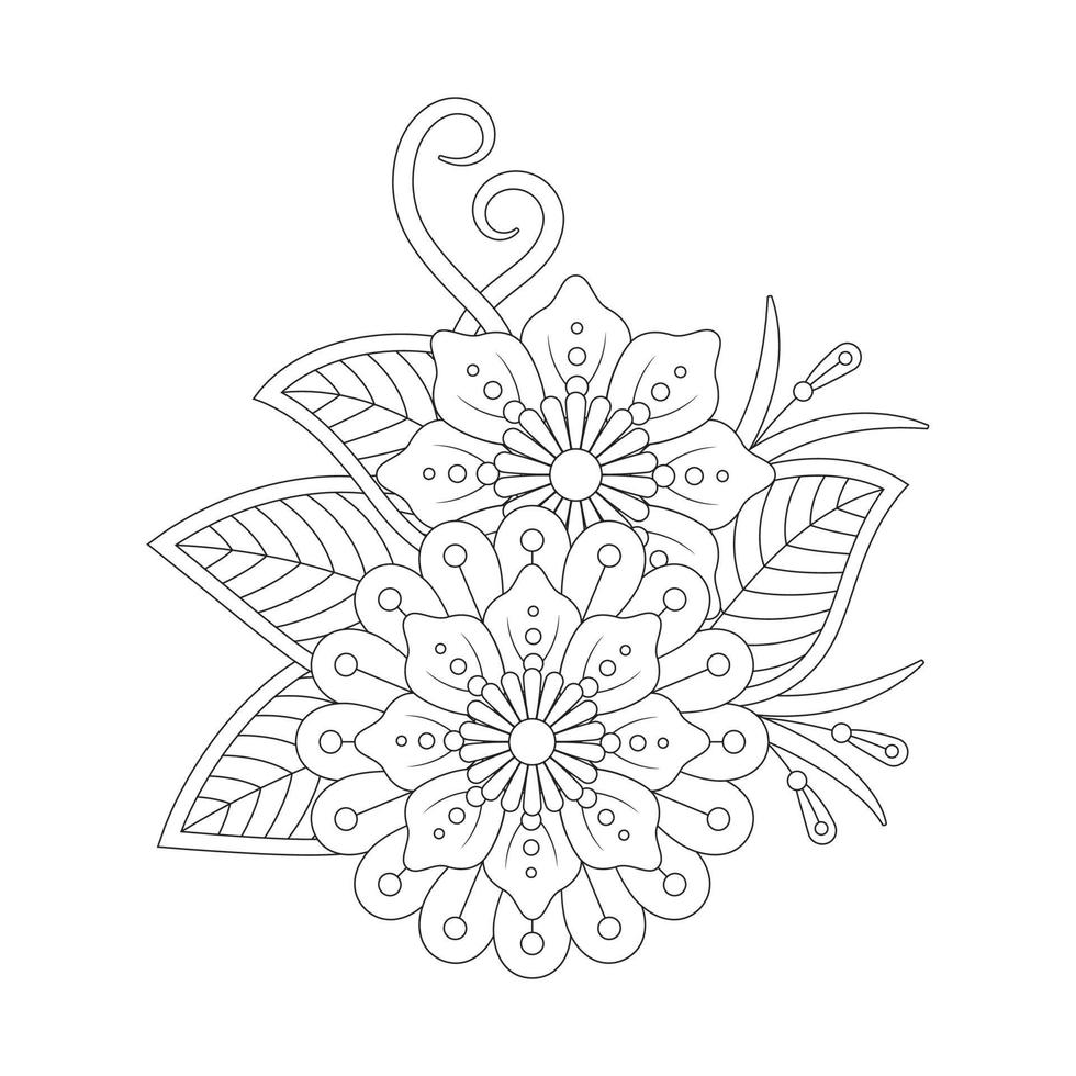 página de coloração floral mehndi para adultos vetor