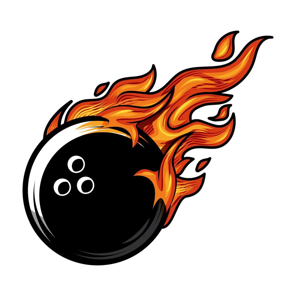 silhueta de logotipo de fogo de bola de boliche quente. logotipos ou ícones de design gráfico do clube de boliche. ilustração vetorial. vetor